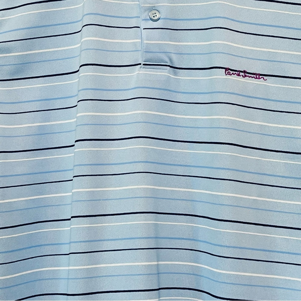 Vtg PAUL SMITH London Golf Polo Shirt Blue Stripe Cotton Short Sleeve Men Size M - Picture 5 of 12